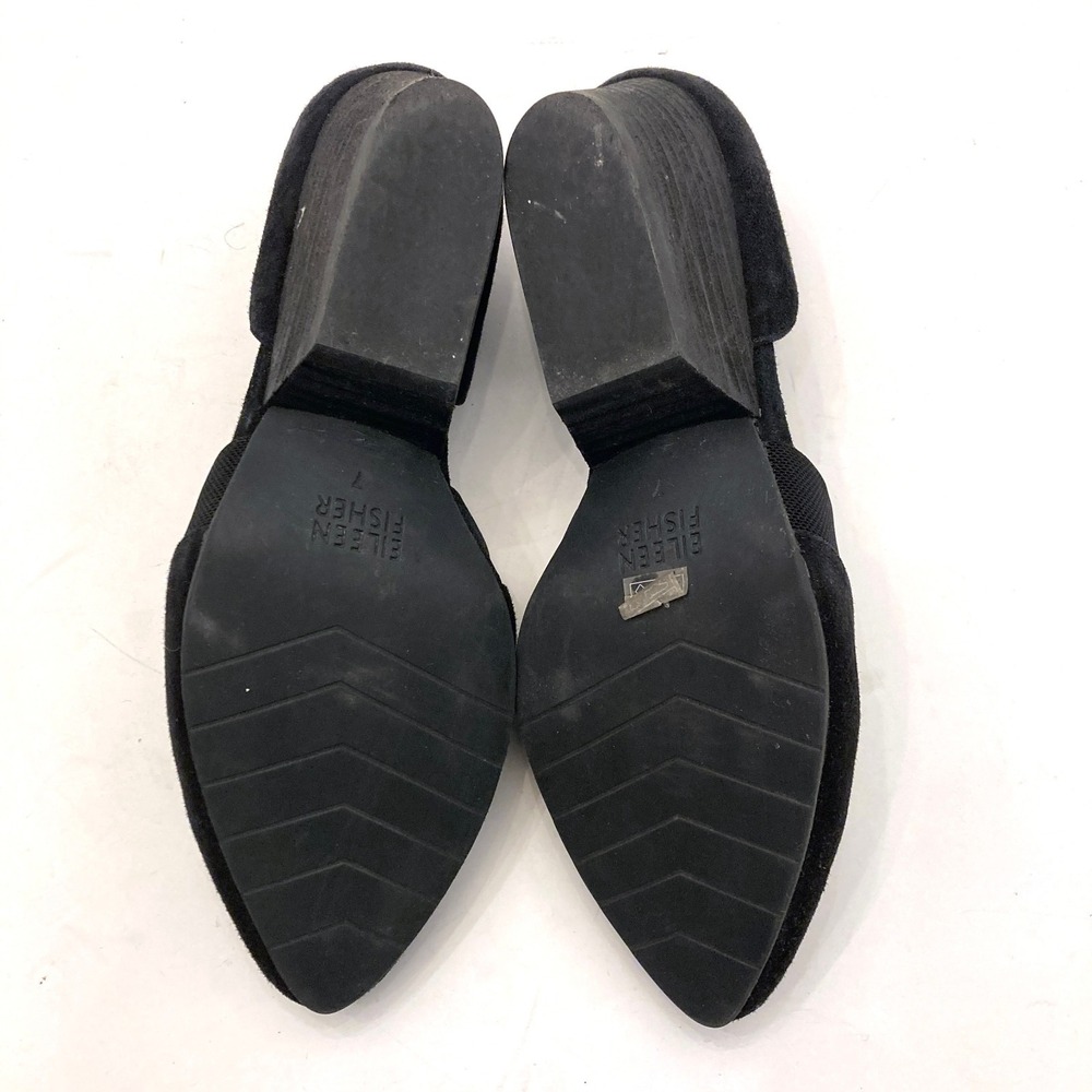 Eileen Fisher Hilly Suede d'Orsay Pump Womens 7 Black Pointed Toe Cut Outs - Picture 7 of 11